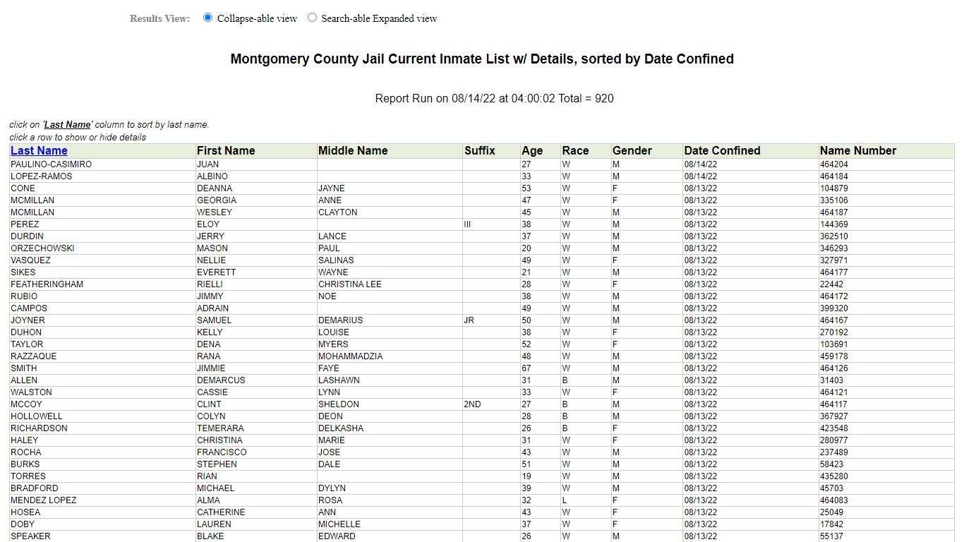 Jail Roster - Montgomery County, Texas